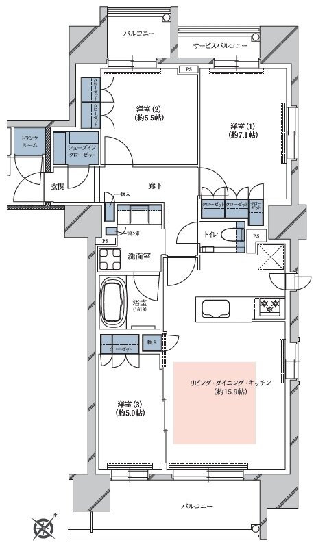 レ・ジェイド札幌手稲 間取り Dタイプ