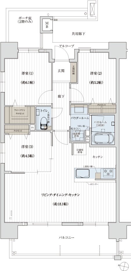 ソルプレサンス 嘉手納マスタースイート 間取り Aタイプ