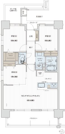 ソルプレサンス 嘉手納マスタースイート 間取り Aタイプ