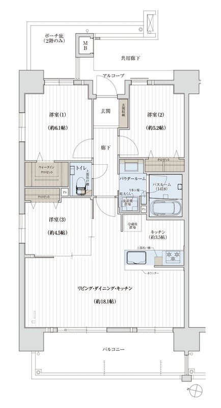 ソルプレサンス 嘉手納マスタースイート 間取り Aタイプ