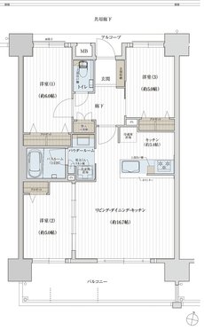 ソルプレサンス 嘉手納マスタースイート 間取り Fタイプ