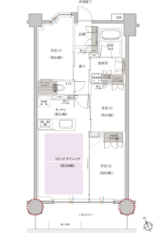 レーベン枚方 MARK HILLS 間取り D type