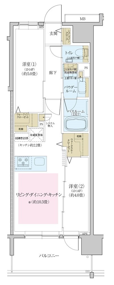 エクセレントシティ八王子 THE FRONT 間取り C type(2~12F)