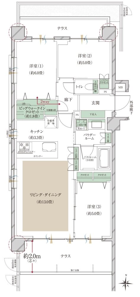 ヴェレーナ大宮櫛引町 間取り At TYPE(先着順住戸)