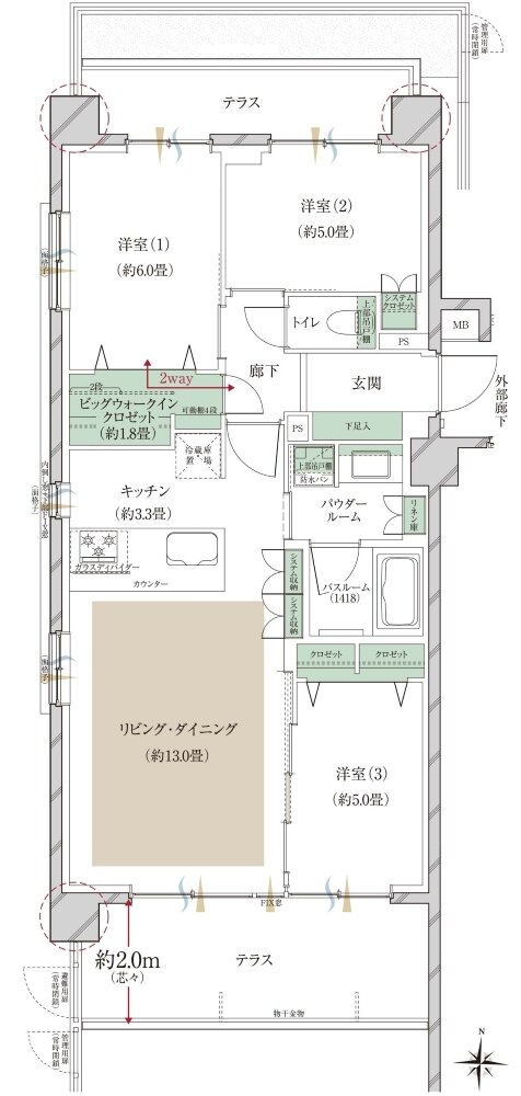 ヴェレーナ大宮櫛引町 間取り At TYPE(先着順住戸)