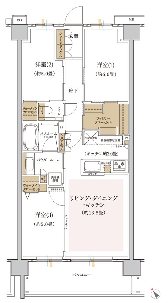 エクセレントシティ幕張 THE GRAN 間取り J1 type