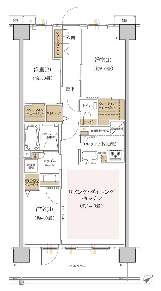 エクセレントシティ幕張 THE GRAN 間取り P3 type