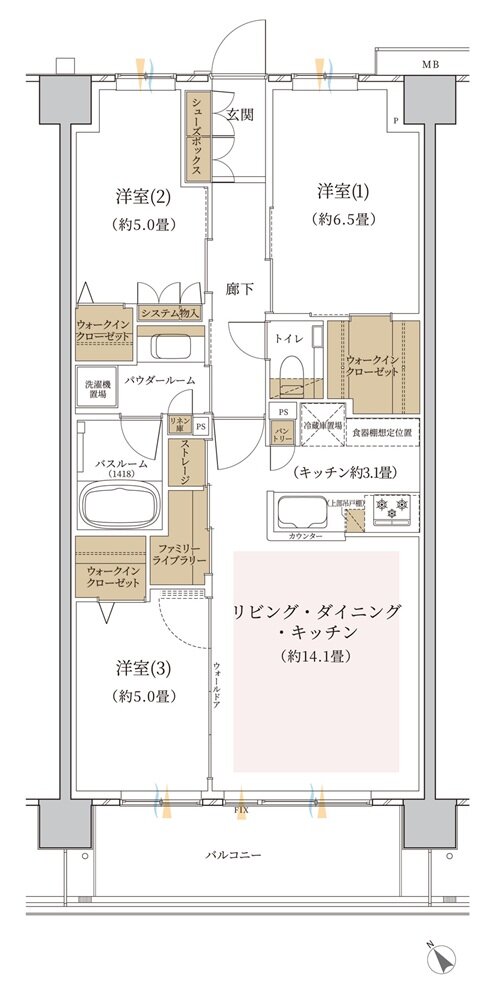 エクセレントシティ幕張 THE GRAN 間取り K2 type