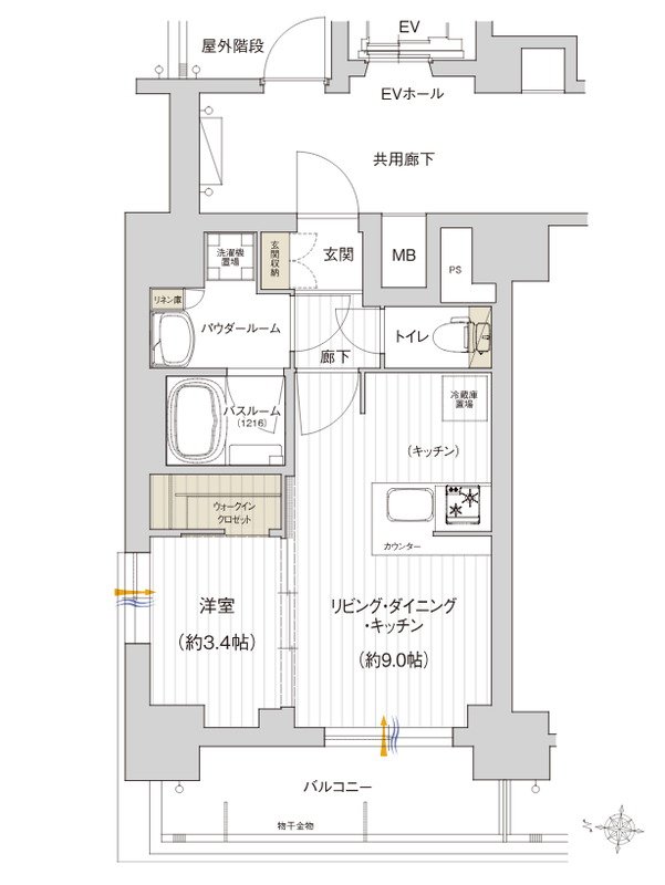 プレサンス レイズ 鶴舞公園 間取り Aタイプ