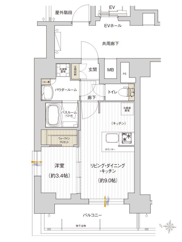 プレサンス レイズ 鶴舞公園 間取り Aタイプ