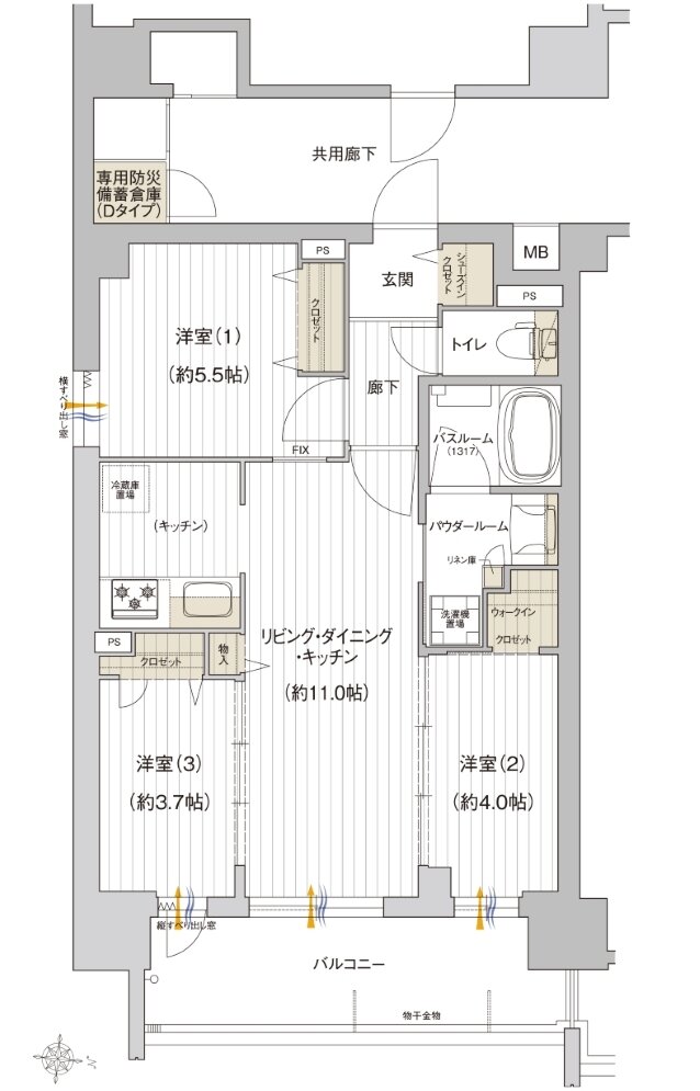 プレサンス レイズ 鶴舞公園 間取り Dタイプ