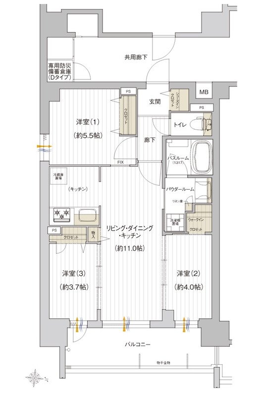 プレサンス レイズ 鶴舞公園 間取り Dタイプ