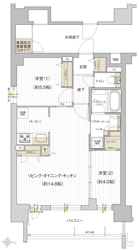 プレサンス レイズ 鶴舞公園 間取り Dタイプ(メニュー1)