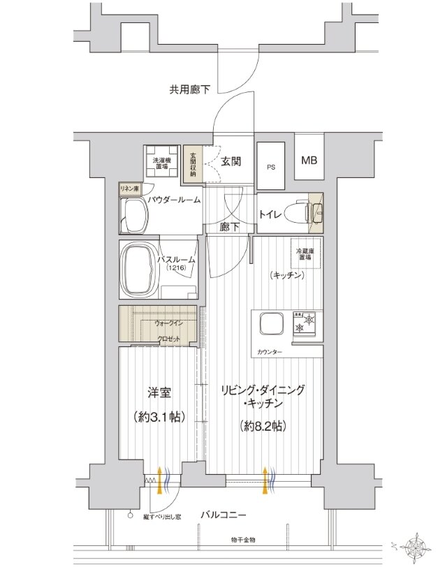 プレサンス レイズ 鶴舞公園 間取り Bタイプ