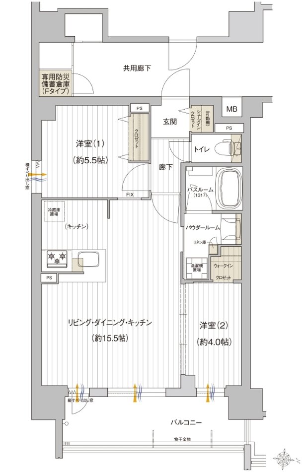 プレサンス レイズ 鶴舞公園 間取り Fタイプ
