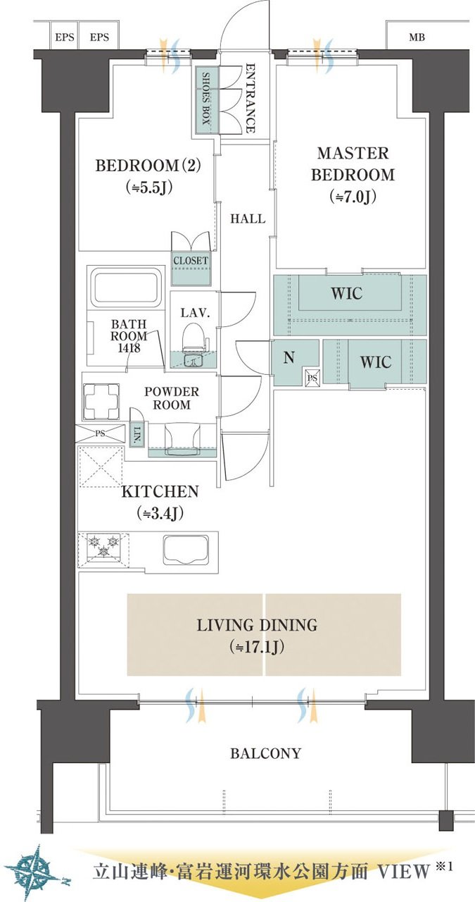 レーベン富山環水公園PEAK TERRACE 間取り B SELECT TYPE
