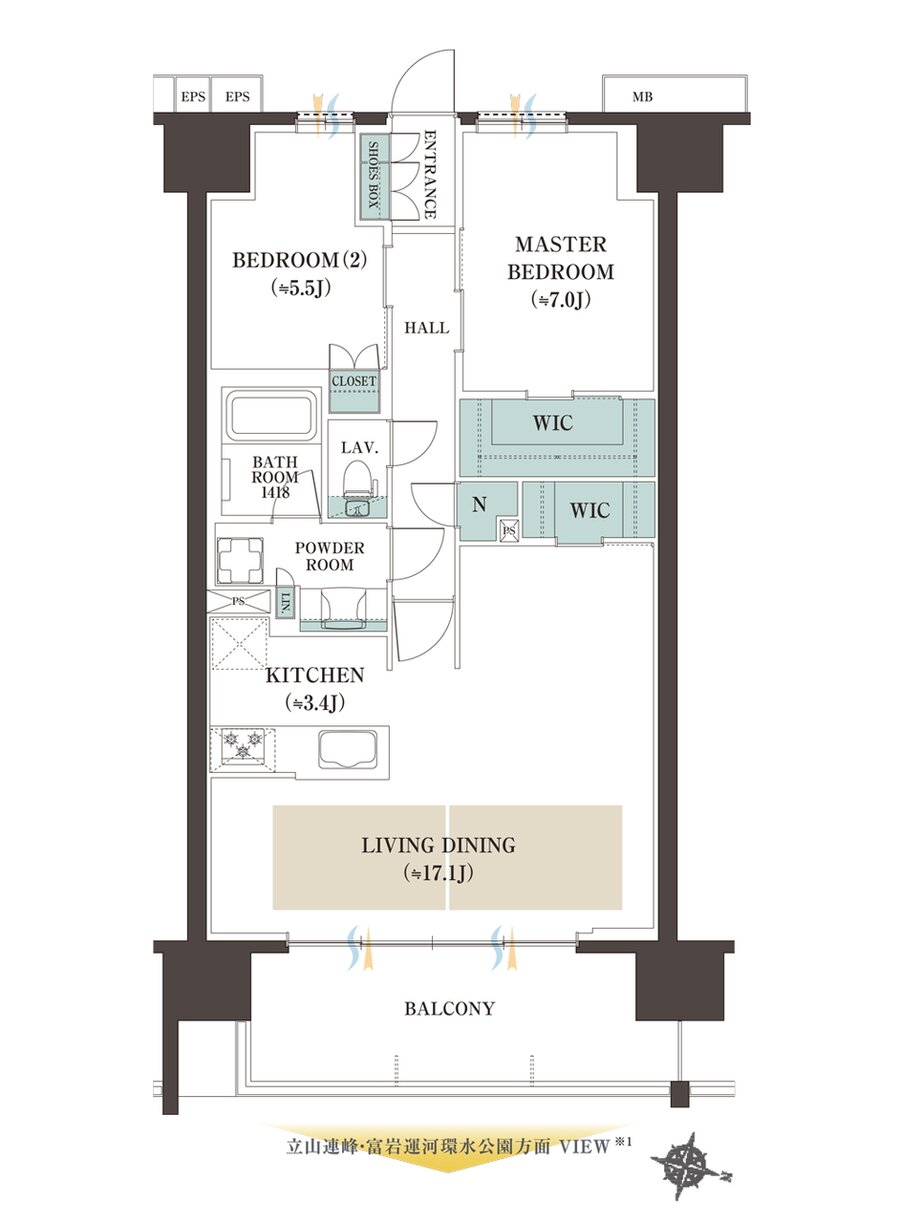 レーベン富山環水公園PEAK TERRACE 間取り B SELECT TYPE