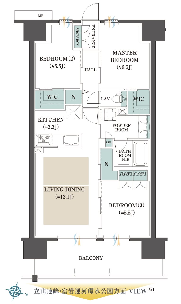 レーベン富山環水公園PEAK TERRACE 間取り C TYPE