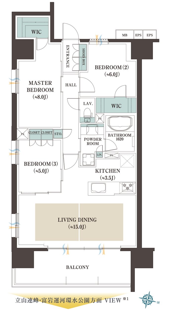 レーベン富山環水公園PEAK TERRACE 間取り A TYPE
