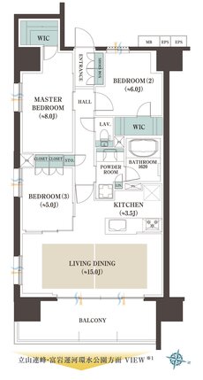 レーベン富山環水公園PEAK TERRACE 間取り A TYPE