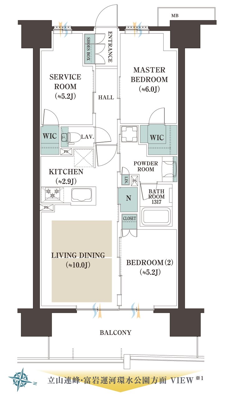 レーベン富山環水公園PEAK TERRACE 間取り D TYPE