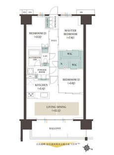 レーベン富山環水公園PEAK TERRACE 間取り B TYPE