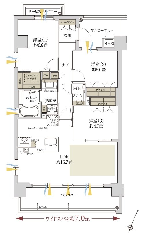 ワコーレ住吉マスターズスイート 間取り A2 type