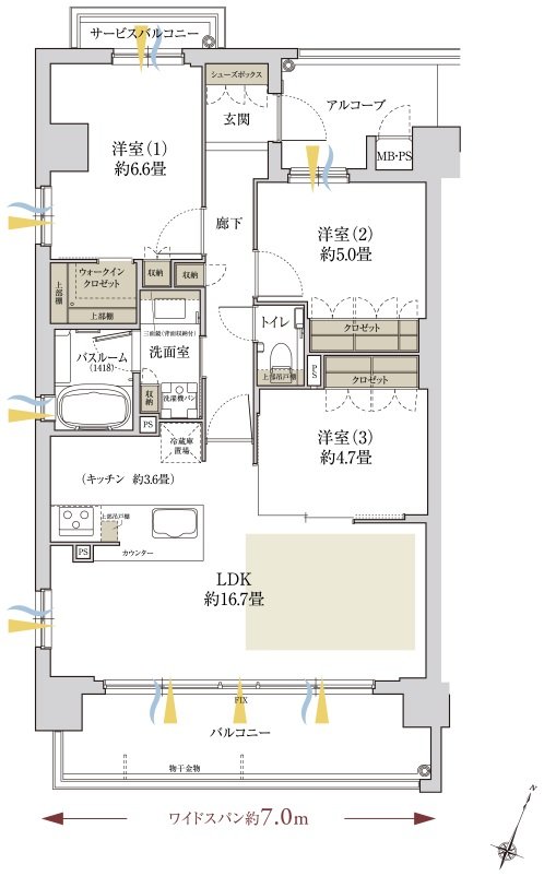 ワコーレ住吉マスターズスイート 間取り A2 type