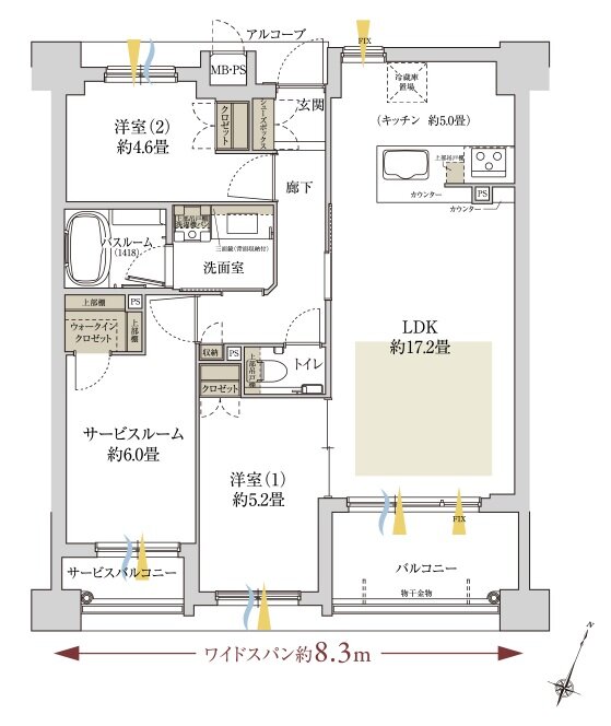 ワコーレ住吉マスターズスイート 間取り C2 type