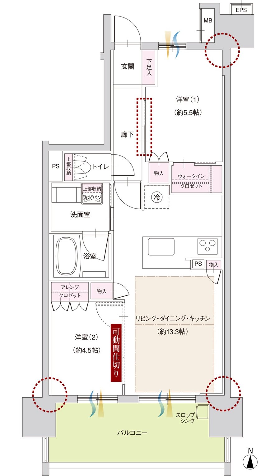 ファミリアーレ岩倉駅前 間取り B TYPE