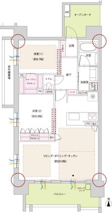 ファミリアーレ岩倉駅前 間取り A1-α TYPE
