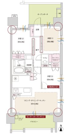 ファミリアーレ岩倉駅前 間取り C1-α TYPE