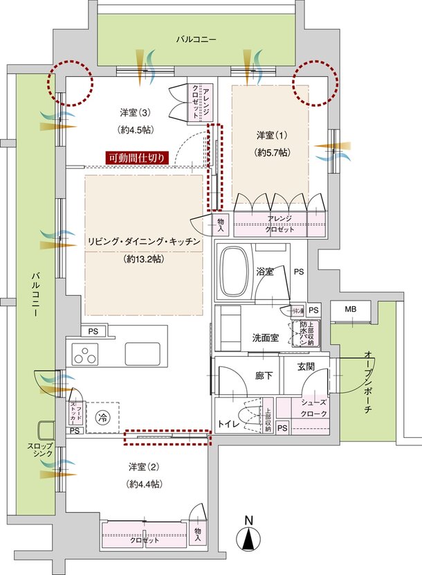 ファミリアーレ岩倉駅前 間取り D－β TYPE