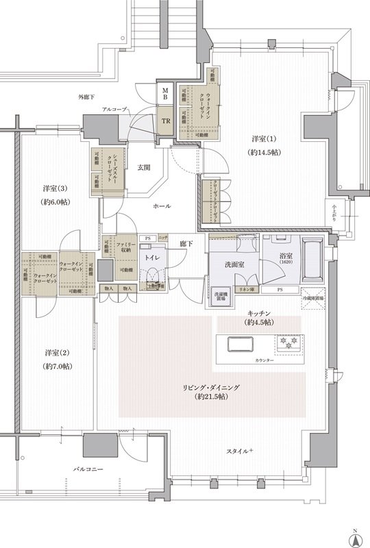 クレアホームズ松山南堀端 ザ・プレミアム 間取り Oタイプ（PREMIUM FLOOR）