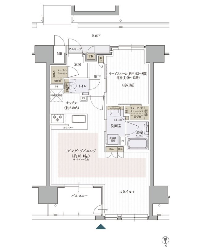 クレアホームズ松山南堀端 ザ・プレミアム 間取り Bタイプ［MENU PLAN1］