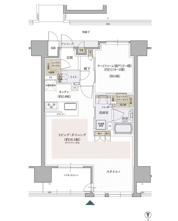 クレアホームズ松山南堀端 ザ・プレミアム 間取り Bタイプ［MENU PLAN1］