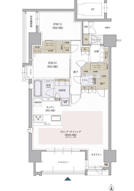 クレアホームズ松山南堀端 ザ・プレミアム 間取り Eタイプ［MENU PLAN1］
