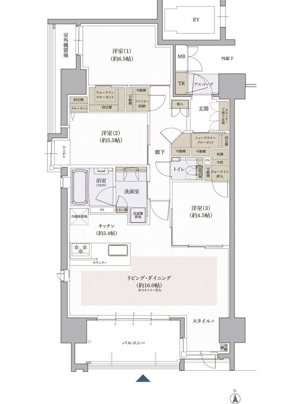 クレアホームズ松山南堀端 ザ・プレミアム 間取り Eタイプ［MENU PLAN2］