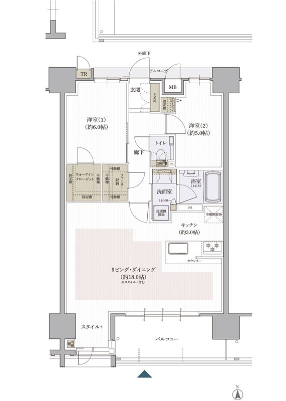 クレアホームズ松山南堀端 ザ・プレミアム 間取り Fタイプ［MENU PLAN1］