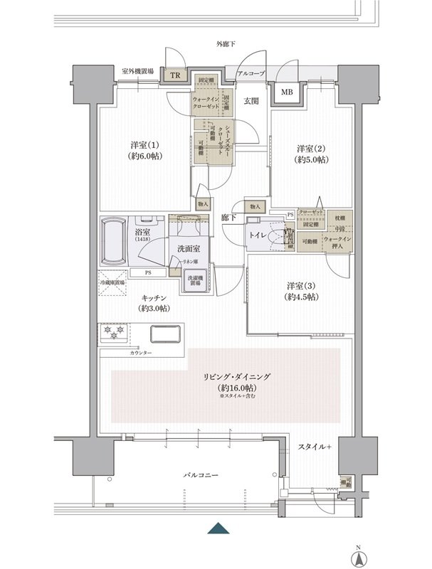 クレアホームズ松山南堀端 ザ・プレミアム 間取り Gタイプ［MENU PLAN2］
