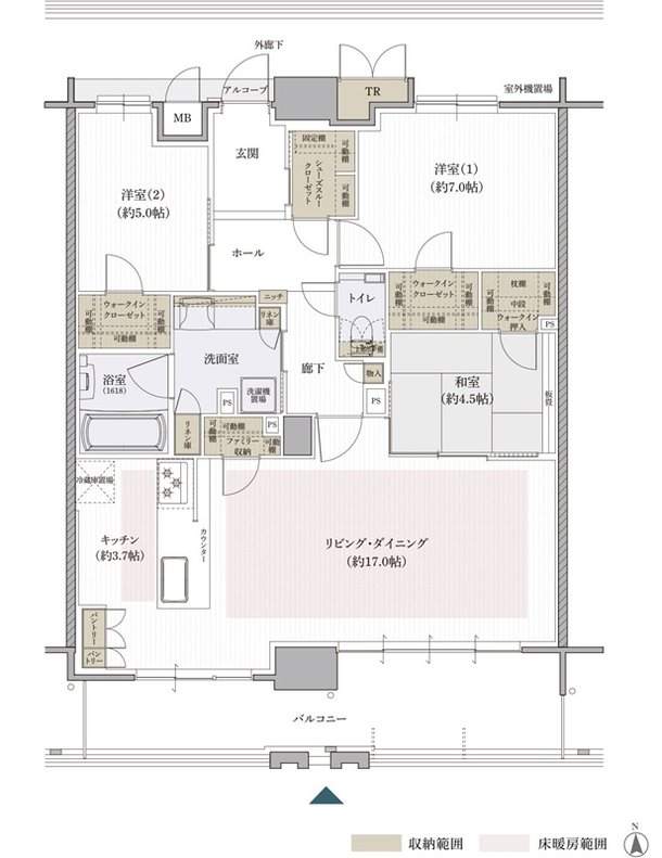 クレアホームズ松山南堀端 ザ・プレミアム 間取り Nタイプ［MENU PLAN］