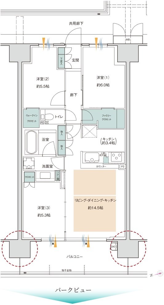 シャルマンフジ パーク＆リンクスEST 間取り G type