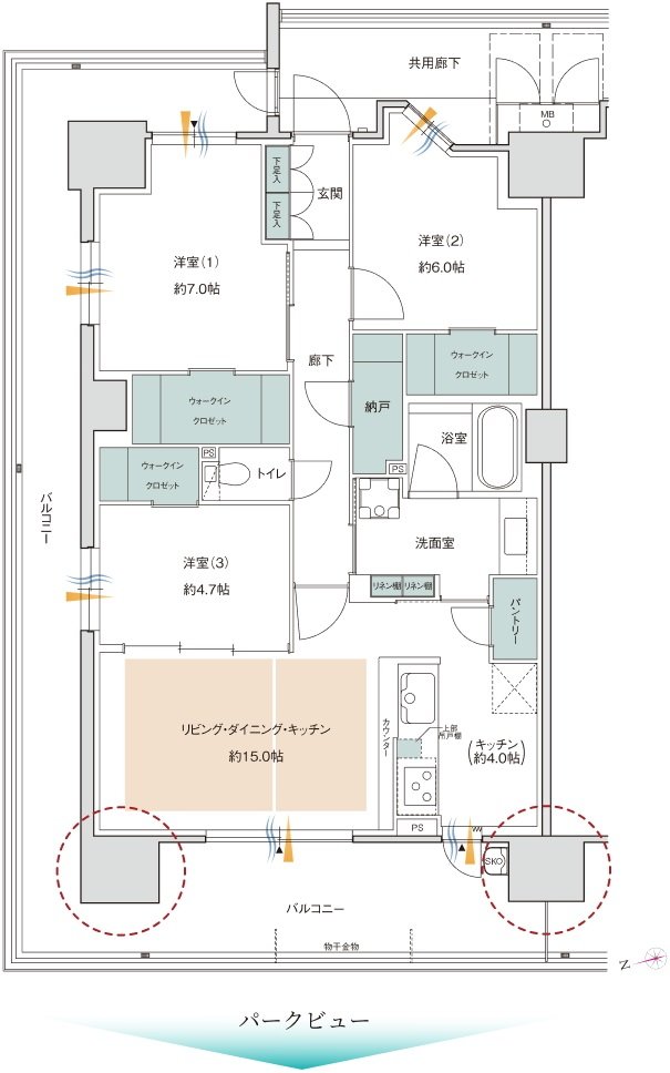 シャルマンフジ パーク＆リンクスEST 間取り K type
