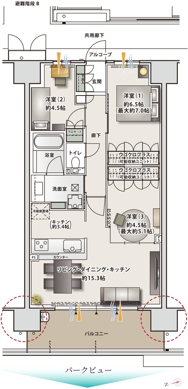 シャルマンフジ パーク＆リンクスEST 間取り F type