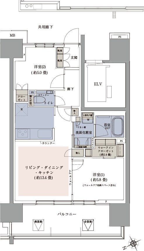 プラウド川崎アベニュー 間取り E type