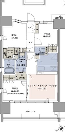プラウド川崎アベニュー 間取り F type
