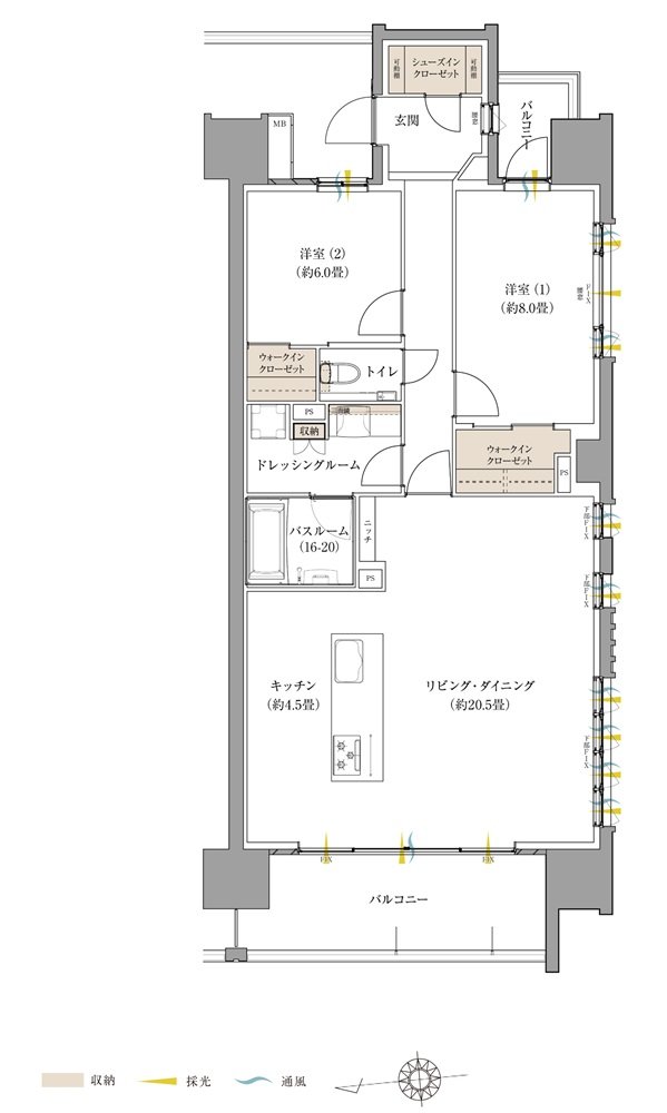ザ・サーパス徳島町 間取り Dタイプ（メニュープラン）