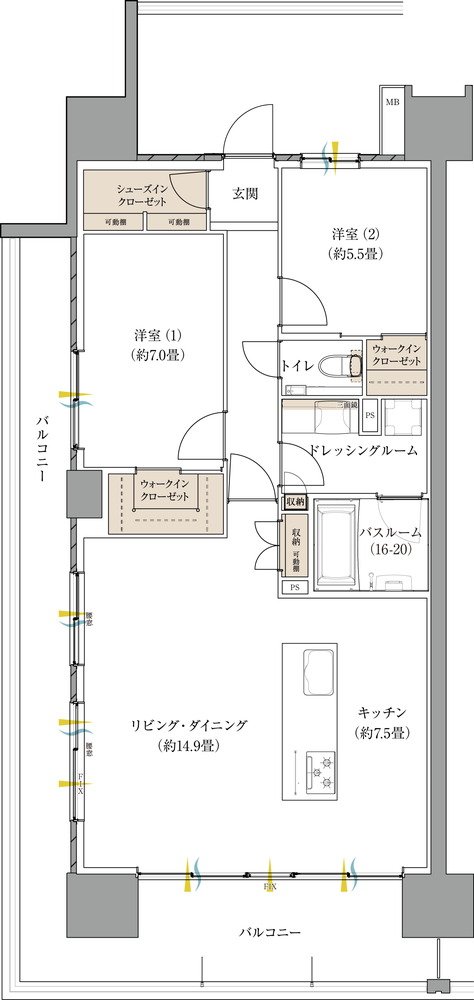 ザ・サーパス徳島町 間取り Aタイプ（メニュープラン）