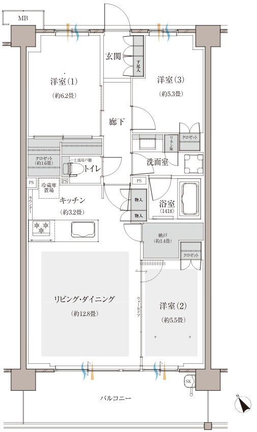 多摩川シーズンズ 間取り C2 type