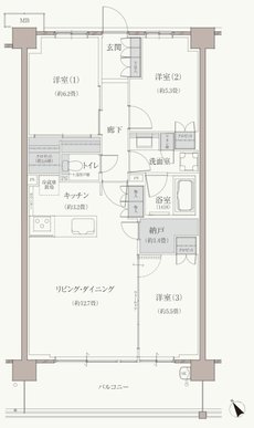 多摩川シーズンズ 間取り C2 type